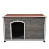 Outdoor Wood Pet Dog House, Dog Cabin with Weatherproof Roof and Open Door, Easy to Clean