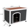 Outdoor Wood Pet Dog House, Dog Cabin with Weatherproof Roof and Open Door, Easy to Clean